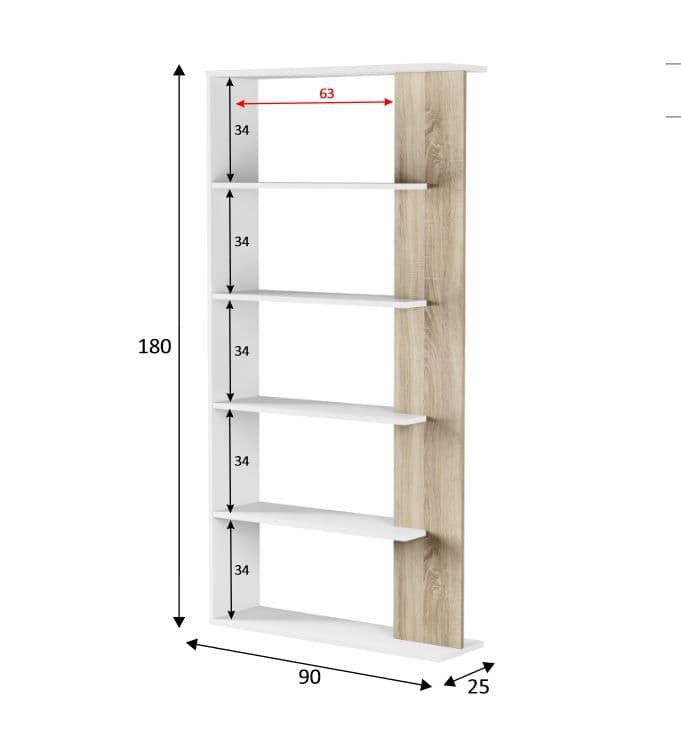 Brayden Studio Zummbo Open Back 5tier Bookcase Arctic White And Oak
